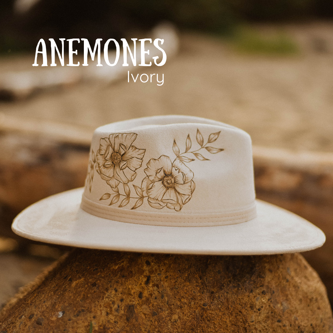 Lack Of Color Floral Wide Brim Hat - Cream and Brown HAT2195 Ripley Floral Band Trim Wide Brim Fedora main image 3