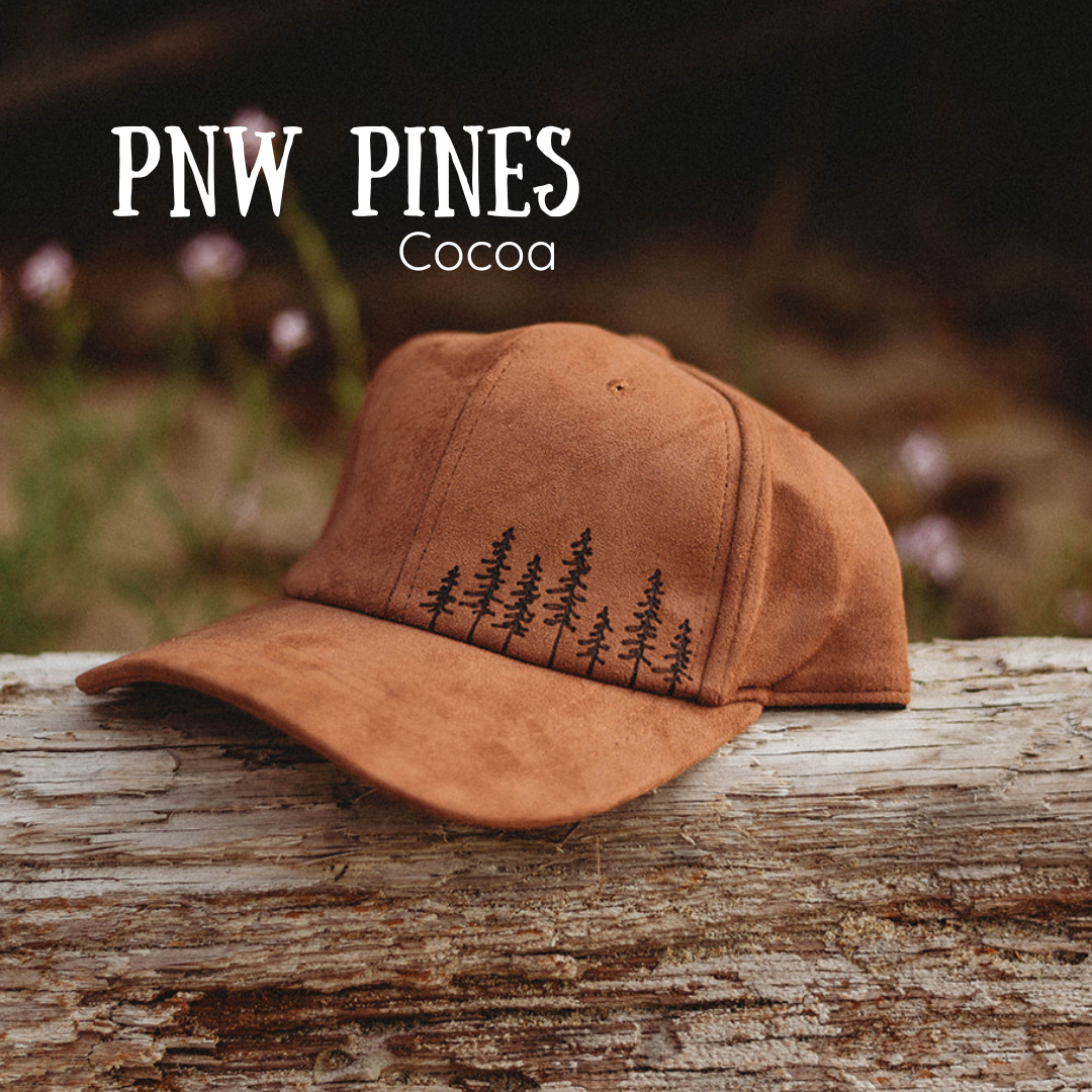 Wood-Burned Baseball Cap - PNW Pines Collection | Pacific Wren Art